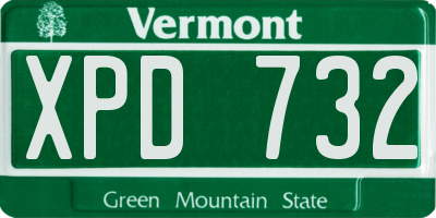 VT license plate XPD732