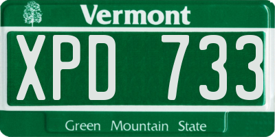 VT license plate XPD733