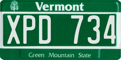 VT license plate XPD734