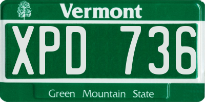 VT license plate XPD736