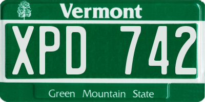 VT license plate XPD742