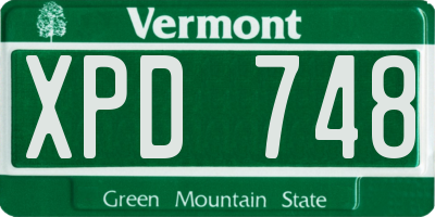 VT license plate XPD748
