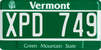 VT license plate XPD749