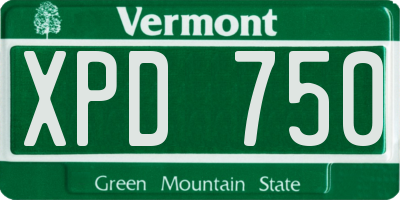 VT license plate XPD750