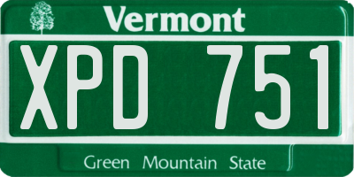 VT license plate XPD751
