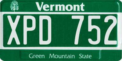 VT license plate XPD752