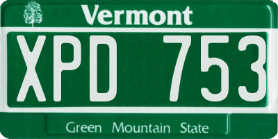 VT license plate XPD753