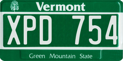 VT license plate XPD754