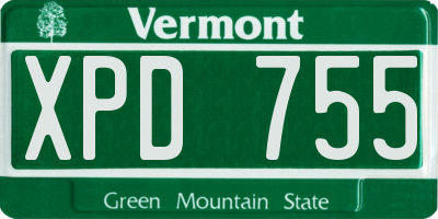 VT license plate XPD755