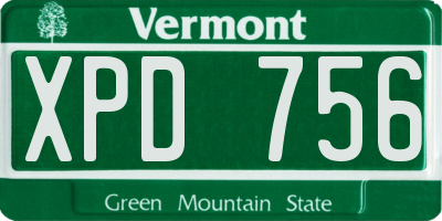 VT license plate XPD756