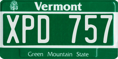 VT license plate XPD757