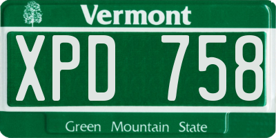 VT license plate XPD758