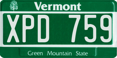 VT license plate XPD759