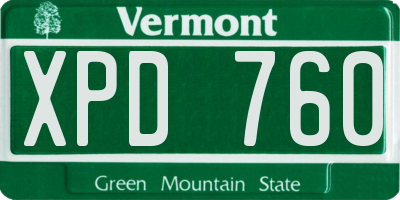VT license plate XPD760