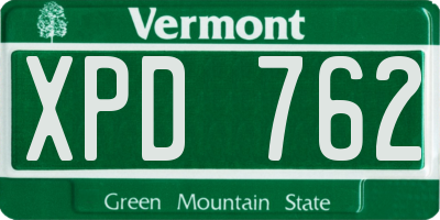 VT license plate XPD762