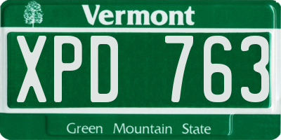 VT license plate XPD763