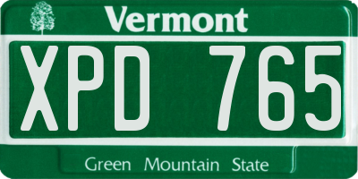VT license plate XPD765