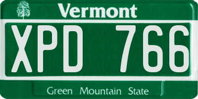 VT license plate XPD766