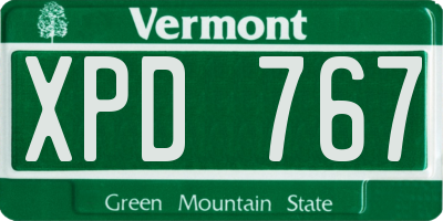 VT license plate XPD767