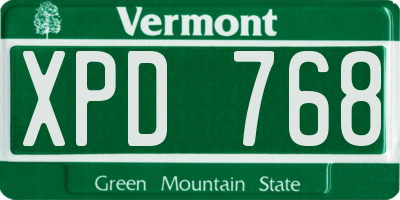 VT license plate XPD768
