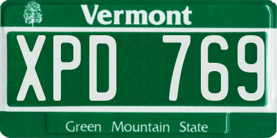 VT license plate XPD769