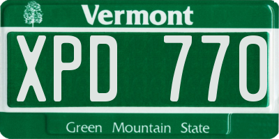 VT license plate XPD770