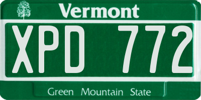 VT license plate XPD772