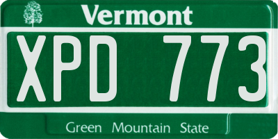 VT license plate XPD773