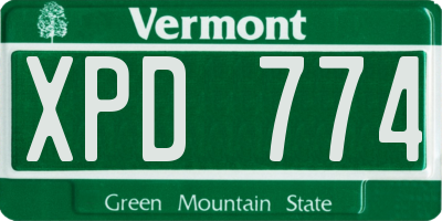 VT license plate XPD774