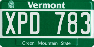 VT license plate XPD783