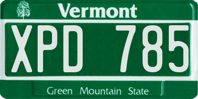 VT license plate XPD785