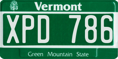 VT license plate XPD786