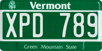 VT license plate XPD789