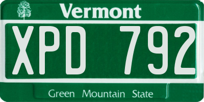 VT license plate XPD792
