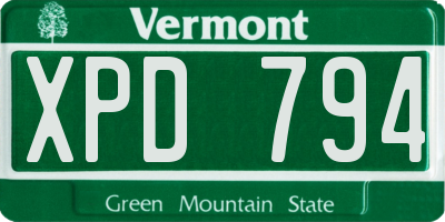 VT license plate XPD794