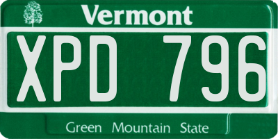 VT license plate XPD796