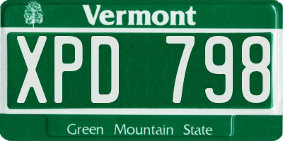 VT license plate XPD798