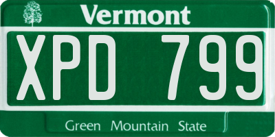 VT license plate XPD799
