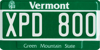 VT license plate XPD800