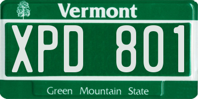 VT license plate XPD801