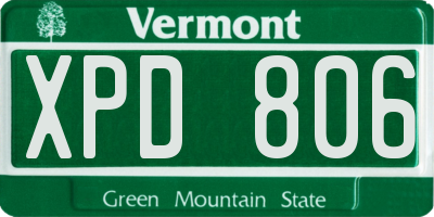 VT license plate XPD806