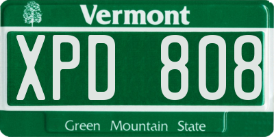 VT license plate XPD808