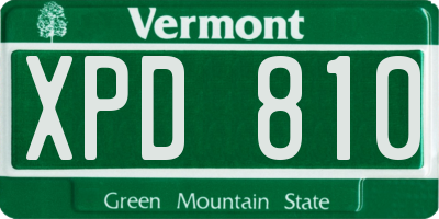 VT license plate XPD810