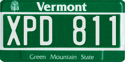 VT license plate XPD811