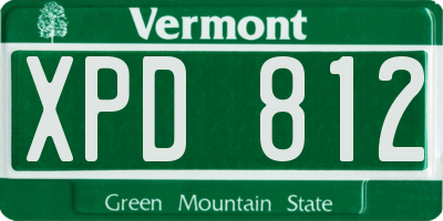 VT license plate XPD812