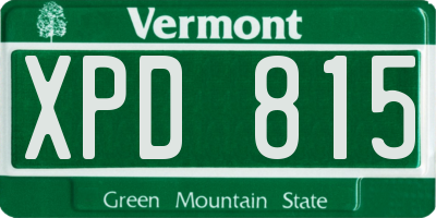 VT license plate XPD815
