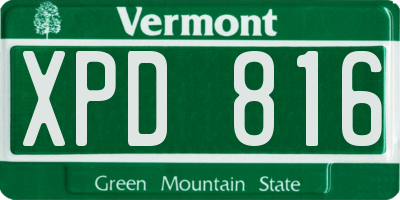 VT license plate XPD816