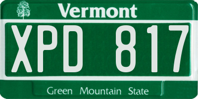 VT license plate XPD817