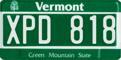VT license plate XPD818