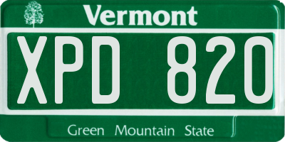 VT license plate XPD820